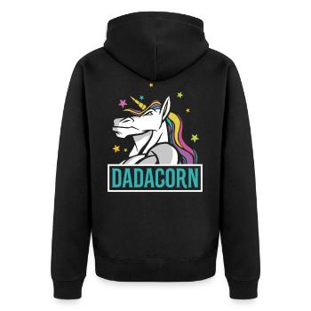 Dadacorn Daddy Einhorn Bester Vater aller Zeiten Vatertag - Unisex Premium Bio Zip Hoodie - Schwarz - Hinten - Nico (187cm)