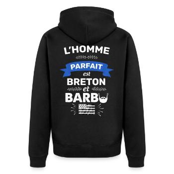 Breton barbu, Bretagne fierté - Veste à capuche bio Premium Unisexe - noir - Dos - Nico (187cm)