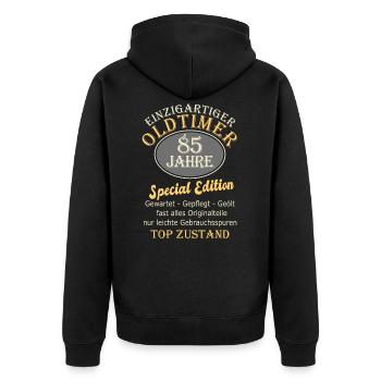 85. Geburtstag 85 Jahre Geschenk lustig Mann - Unisex Premium Bio Zip Hoodie - Schwarz - Hinten - Nico (187cm)