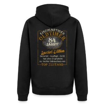 84. Geburtstag 84 Jahre Geschenk lustig Mann - Unisex Premium Bio Zip Hoodie - Schwarz - Hinten - Nico (187cm)
