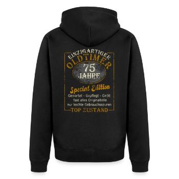 75. Geburtstag 75 Jahre Geschenk lustig Mann - Unisex Premium Bio Zip Hoodie - Schwarz - Hinten - Nico (187cm)