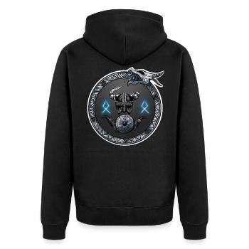 Wikinger Nordische Runen - Unisex Premium Bio Zip Hoodie - Schwarz - Hinten - Nico (187cm)
