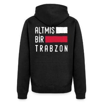 61 Trabzon Türkei Turkiye Geschenk Urlaub TR Türk - Unisex Premium Bio Zip Hoodie - Schwarz - Hinten - Nico (187cm)
