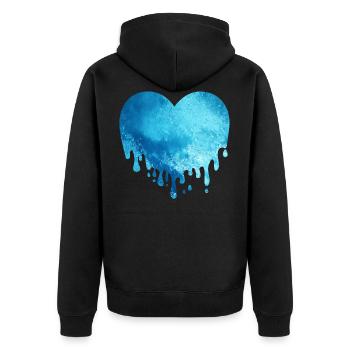 Melting Ice Glacier Heart - Unisex Premium Organic Zip Hoodie - black - Back - Nico (187cm)