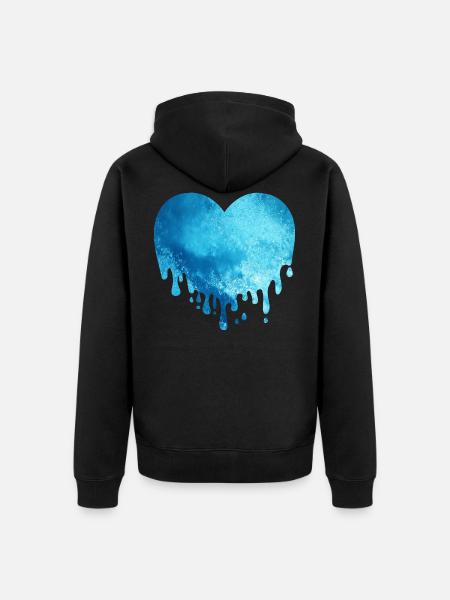 Melting Ice Glacier Heart - Unisex Premium Organic Zip Hoodie - black