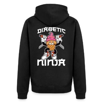 Diabetic Ninja Diabetiker Geschenk - Unisex Premium Bio Zip Hoodie - Schwarz - Hinten - Nico (187cm)
