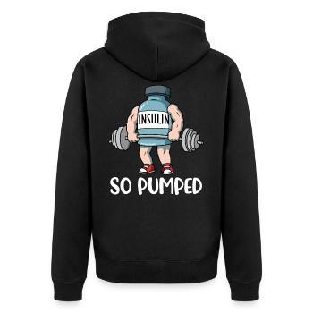So Pumped Diabetes Diabetiker Geschenk - Unisex Premium Bio Zip Hoodie - Schwarz - Hinten - Nico (187cm)