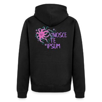 Heart Octopus - Nosce Te Ipsum - Latin 2 - Unisex Premium Organic Zip Hoodie - black - Back - Nico (187cm)