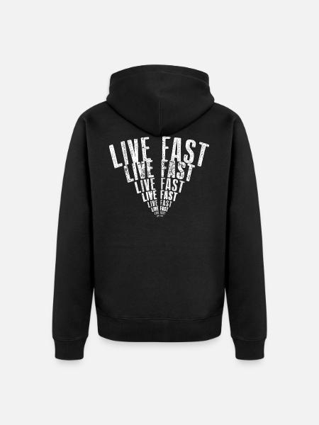 Live Fast Signal White - Unisex Premium Organic Zip Hoodie - black