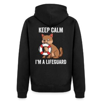 In the A Lifeguard Lifeguard Gift - Unisex Premium Organic Zip Hoodie - black - Back - Nico (187cm)