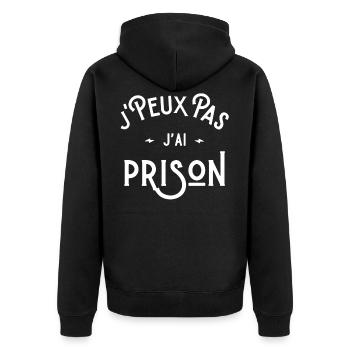 je peux pas j'ai prison cadeau humour citations - Veste à capuche bio Premium Unisexe - noir - Dos - Nico (187cm)