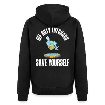 Off Duty Lifeguard Rettungsschwimmer Geschenk - Unisex Premium Bio Zip Hoodie - Schwarz - Hinten - Nico (187cm)