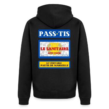 PASTIS PASS-TIS pass sanitaire de Marseille humour - Veste à capuche bio Premium Unisexe - noir - Dos - Nico (187cm)