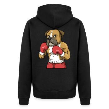 Boxer Dog Boxing Boxer Dog Gift - Unisex Premium Organic Zip Hoodie - black - Back - Nico (187cm)