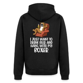 Beer And Boxer Boxer Dog Gift - Unisex Premium Organic Zip Hoodie - black - Back - Nico (187cm)