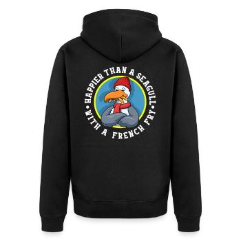 Seagull With A French Fry French Fries Gift - Unisex Premium Organic Zip Hoodie - black - Back - Nico (187cm)