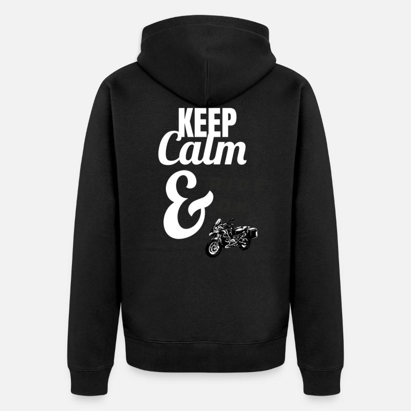 Keep Calm and Ride on - Veste à capuche bio Premium Unisexe - noir