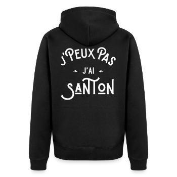 je peux pas j'ai santon cadeau humour citations - Veste à capuche bio Premium Unisexe - noir - Dos - Nico (187cm)