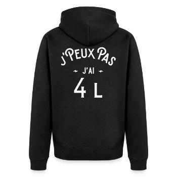 je peux pas j'ai 4 L cadeau humour voiture - Veste à capuche bio Premium Unisexe - noir - Dos - Nico (187cm)