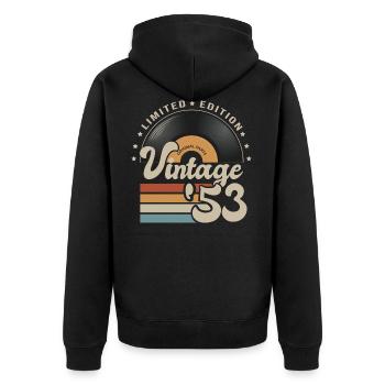 vintage Vinyl 1953 birthday gift idea 69 years - Unisex Premium Organic Zip Hoodie - black - Back - Nico (187cm)
