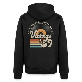 vintage Vinyl 1959 idée cadeau anniversaire 62 ans - Veste à capuche bio Premium Unisexe - noir - Dos - Nico (187cm)