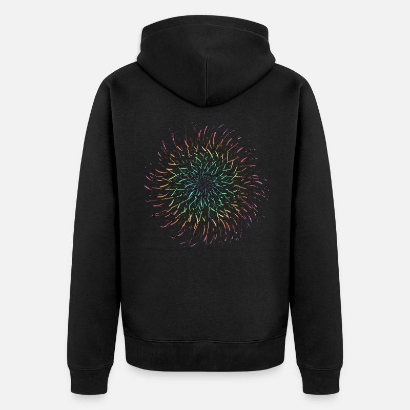 Psychedelisch Regenbogen Strahlen Sonne - Unisex Premium Bio Zip Hoodie - Schwarz