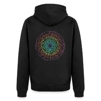 Selbst gestalten Regenbogen Kreisel Hintergrund - Unisex Premium Bio Zip Hoodie - Schwarz - Hinten - Nico (187cm)