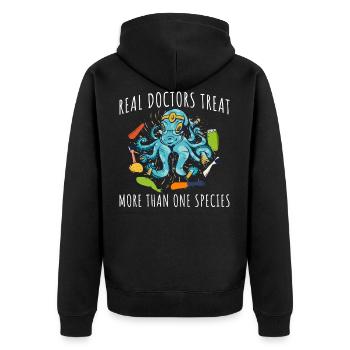 Doctors Treat Species Tierarzt Geschenk - Unisex Premium Bio Zip Hoodie - Schwarz - Hinten - Nico (187cm)