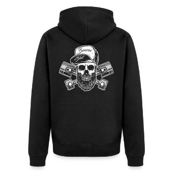 Gasoline in the blood - Oldschool Skull - Unisex Premium Organic Zip Hoodie - black - Back - Nico (187cm)