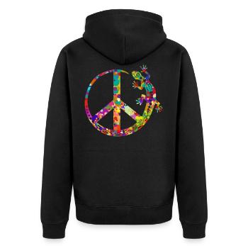 Symbol - Loving Peace Gecko Ornaments 2 - Unisex Premium Bio Zip Hoodie - Schwarz - Hinten - Nico (187cm)