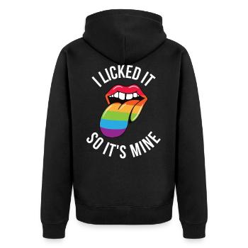 I Licked It So Its Mine Lesbian Gift - Unisex Premium Organic Zip Hoodie - black - Back - Nico (187cm)