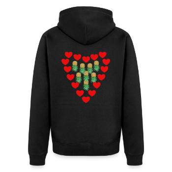 Ananas avec des cœurs pour les échangistes et les couples - Veste à capuche bio Premium Unisexe - noir - Dos - Nico (187cm)