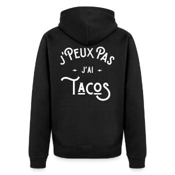 je peux pas j'ai tacos idée cadeau humour - Veste à capuche bio Premium Unisexe - noir - Dos - Nico (187cm)
