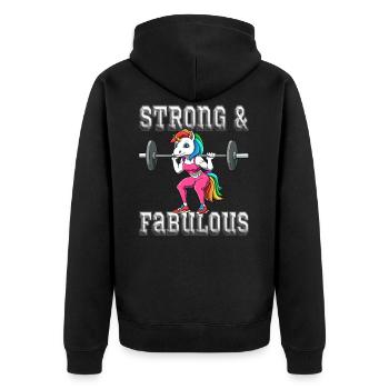 Fitness Einhorn Muskeln Training Unicorn - Unisex Premium Bio Zip Hoodie - Schwarz - Hinten - Nico (187cm)