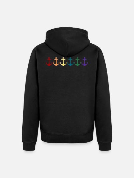 Rainbow Anchor - Unisex Premium Organic Zip Hoodie - black