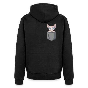 Sphynx Cat Pocket Sphynx Katze Geschenk - Unisex Premium Bio Zip Hoodie - Schwarz - Hinten - Nico (187cm)