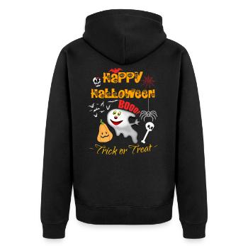 Halloween Halloween Halloween Halloween Halloween - Unisex Premium Bio Zip Hoodie - Schwarz - Hinten - Nico (187cm)