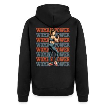 Fitness Muskeln Training Gewicht - Unisex Premium Bio Zip Hoodie - Schwarz - Hinten - Nico (187cm)