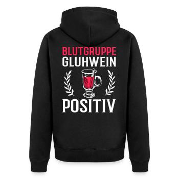 Blutgruppe Glühwein Positiv Weihnachtsdesign - Unisex Premium Bio Zip Hoodie - Schwarz - Hinten - Nico (187cm)