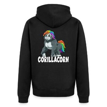 Gorillacorn for a gorilla and unicorn - Unisex Premium Organic Zip Hoodie - black - Back - Nico (187cm)