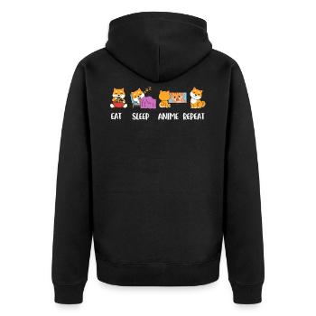 Eat Sleep Anime Repeat Anime Gift - Unisex Premium Organic Zip Hoodie - black - Back - Nico (187cm)