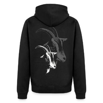 Mystische Ziegenböcke - Unisex Premium Bio Zip Hoodie - Schwarz - Hinten - Nico (187cm)