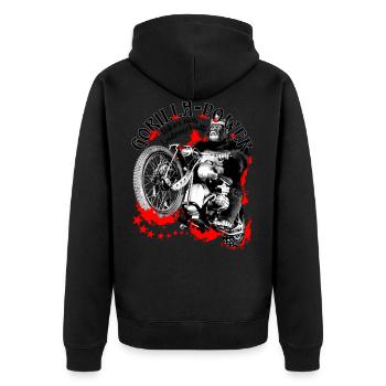 Gorilla Biker- Motard passionné - Veste à capuche bio Premium Unisexe - noir - Dos - Nico (187cm)