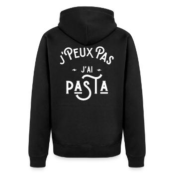 je peux pas j'ai pasta idée cadeau humour italien - Veste à capuche bio Premium Unisexe - noir - Dos - Nico (187cm)
