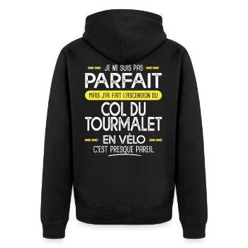 pas parfait ascension Tourmalet en vélo cyclisme - Veste à capuche bio Premium Unisexe - noir - Dos - Nico (187cm)