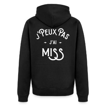 je peux pas j'ai miss idée cadeau humour - Veste à capuche bio Premium Unisexe - noir - Dos - Nico (187cm)