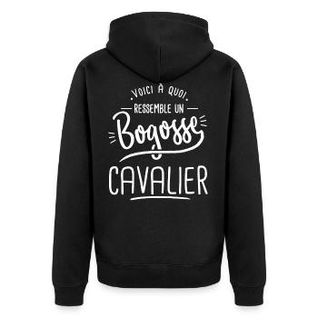 bogosse cavalier humour homme cheval équitation - Veste à capuche bio Premium Unisexe - noir - Dos - Nico (187cm)