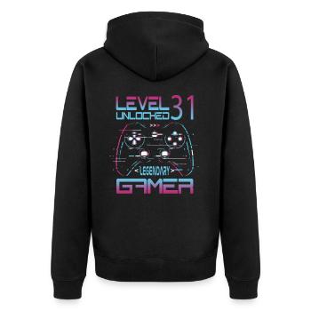 31st Birthday Level 31 Complete Retro Gamer - Unisex Premium Organic Zip Hoodie - black - Back - Nico (187cm)