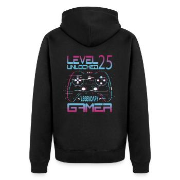 25th Birthday Level 25 Complete Retro Gamer - Unisex Premium Organic Zip Hoodie - black - Back - Nico (187cm)