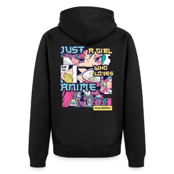 Anime And Ramen Anime Geschenk - Unisex Premium Bio Zip Hoodie - Schwarz - Hinten - Nico (187cm)